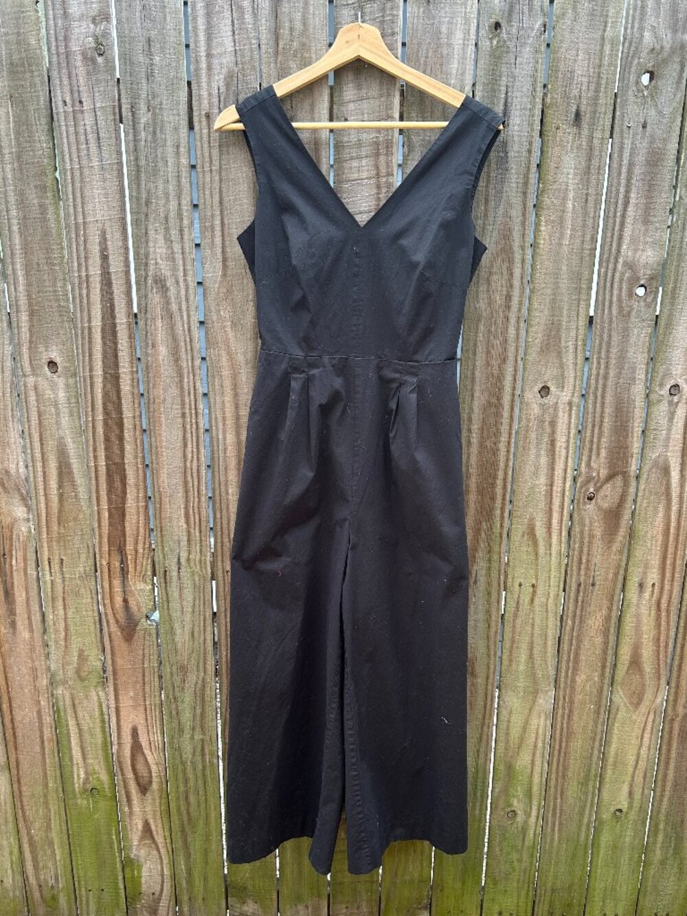J Crew Cropped Wide Leg Tie Back Open Back Black Formal Jumpsuit EUC 2
